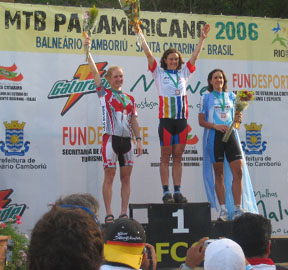 Mary McConneloug on the top podium at Pan Am