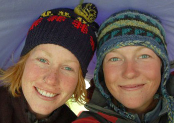 cycling-silk--kate-and-mel Kat and Mel in a tent