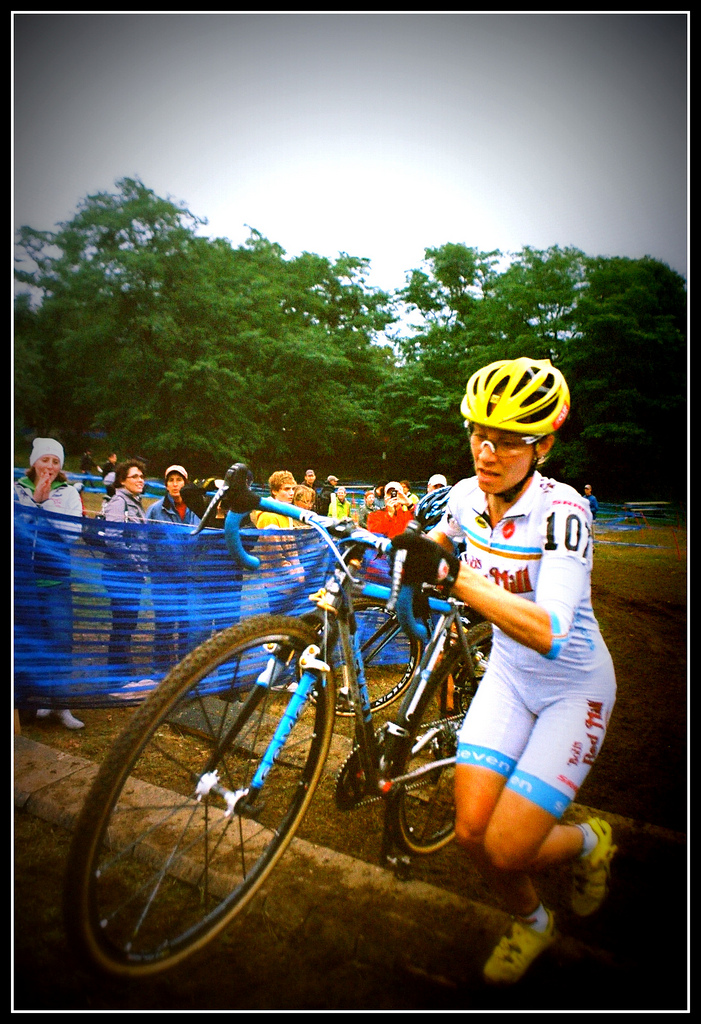 8080451673_cb80d1b96e_b Team Red Mill rider #107 runs with her Mudhoney at the CX Gran Prix of Gloucester