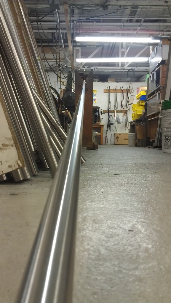 IMAG1073 A very long titanium tube poised to go into the lathe