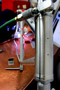 Inset tapered fork and head tube on Rothar's frame