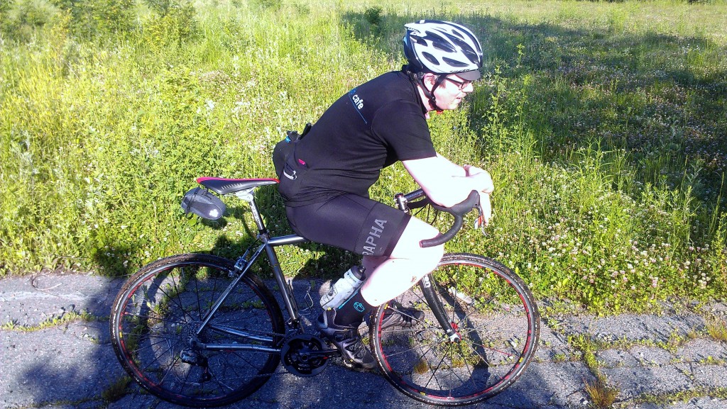 Rob and his Axiom SL at the top of the climb