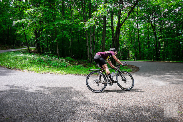 Matt Roy in a hairpin turn