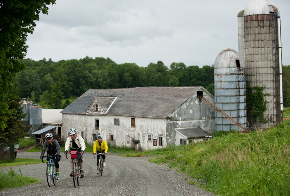 Three riders on a Vermont Road