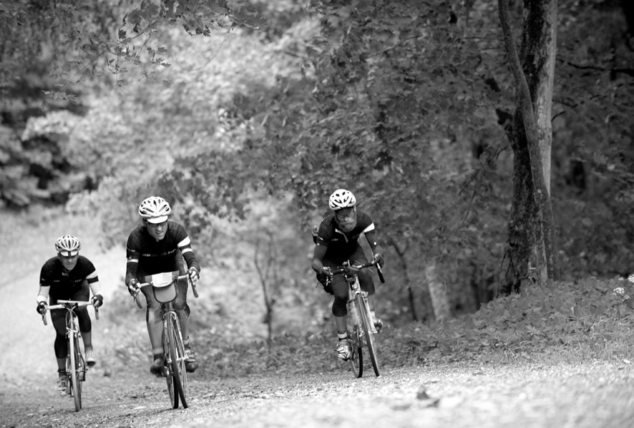 Three riders ascending