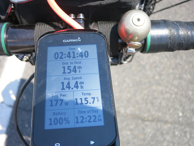 A cycling computer readout