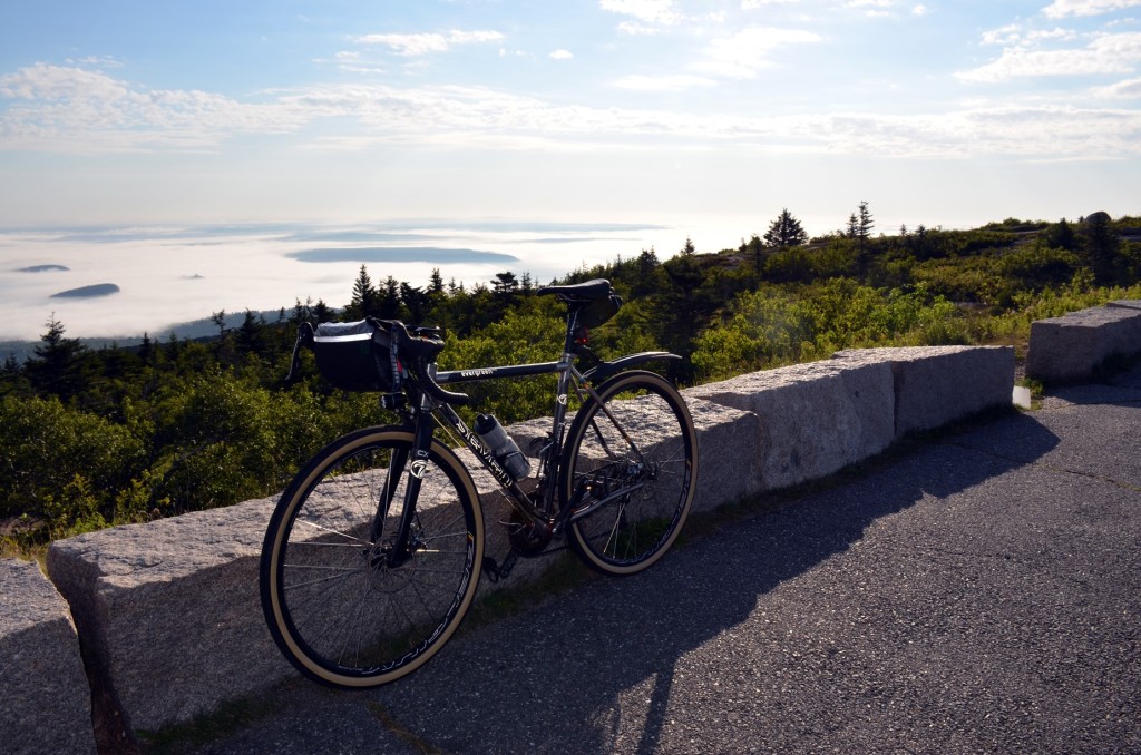 Seven Evergreen SLX leaning against a marble slab overlook