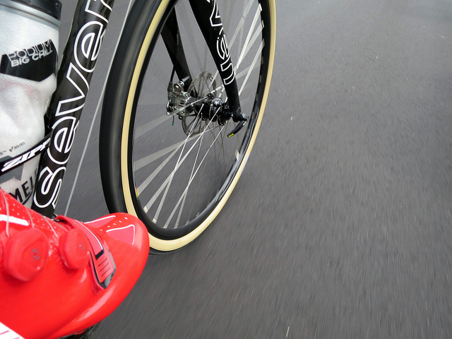 Closeup of a Seven on smooth pavement