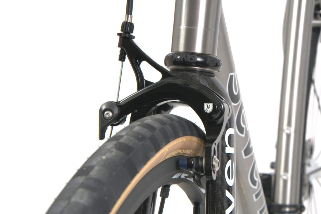 Caliper brakes amply clearing a Rivendell Jack Brown 33c tire