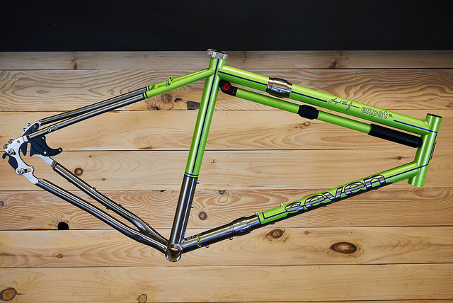 Seven Expat painted lime green trace with painted matching frame pump