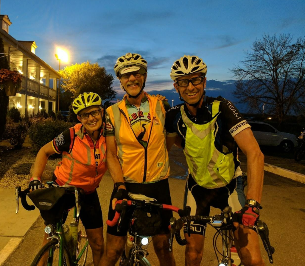 Woody and his new Seven Evergreen S, alongside Adam and Saj, all smiles