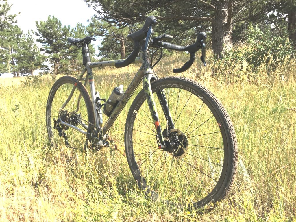 An Evergreen with a stunning camoflauge paint scheme in a grassy field