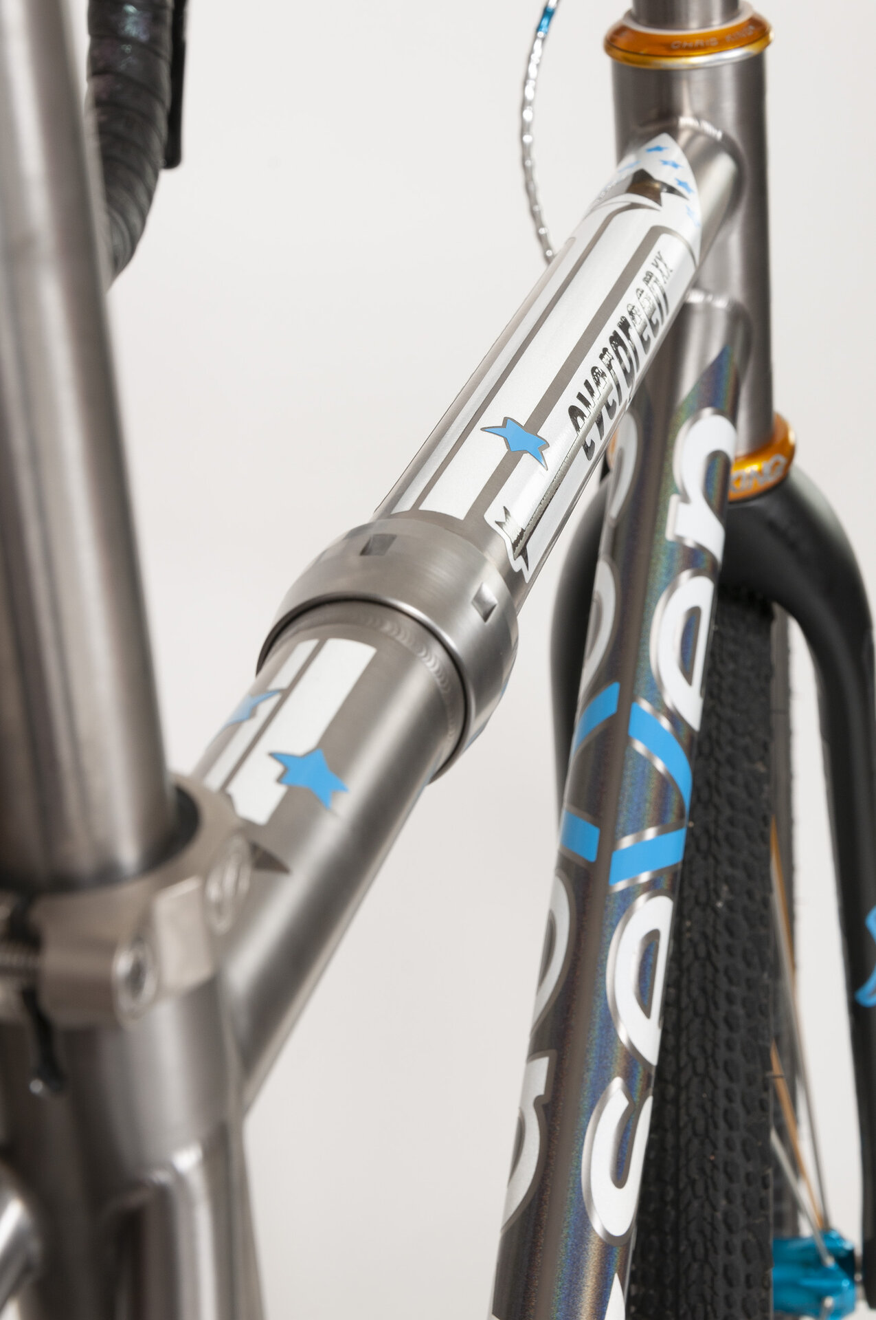 Evergreen XX with S and S Couplings and custom star spangled graphics - top tube
