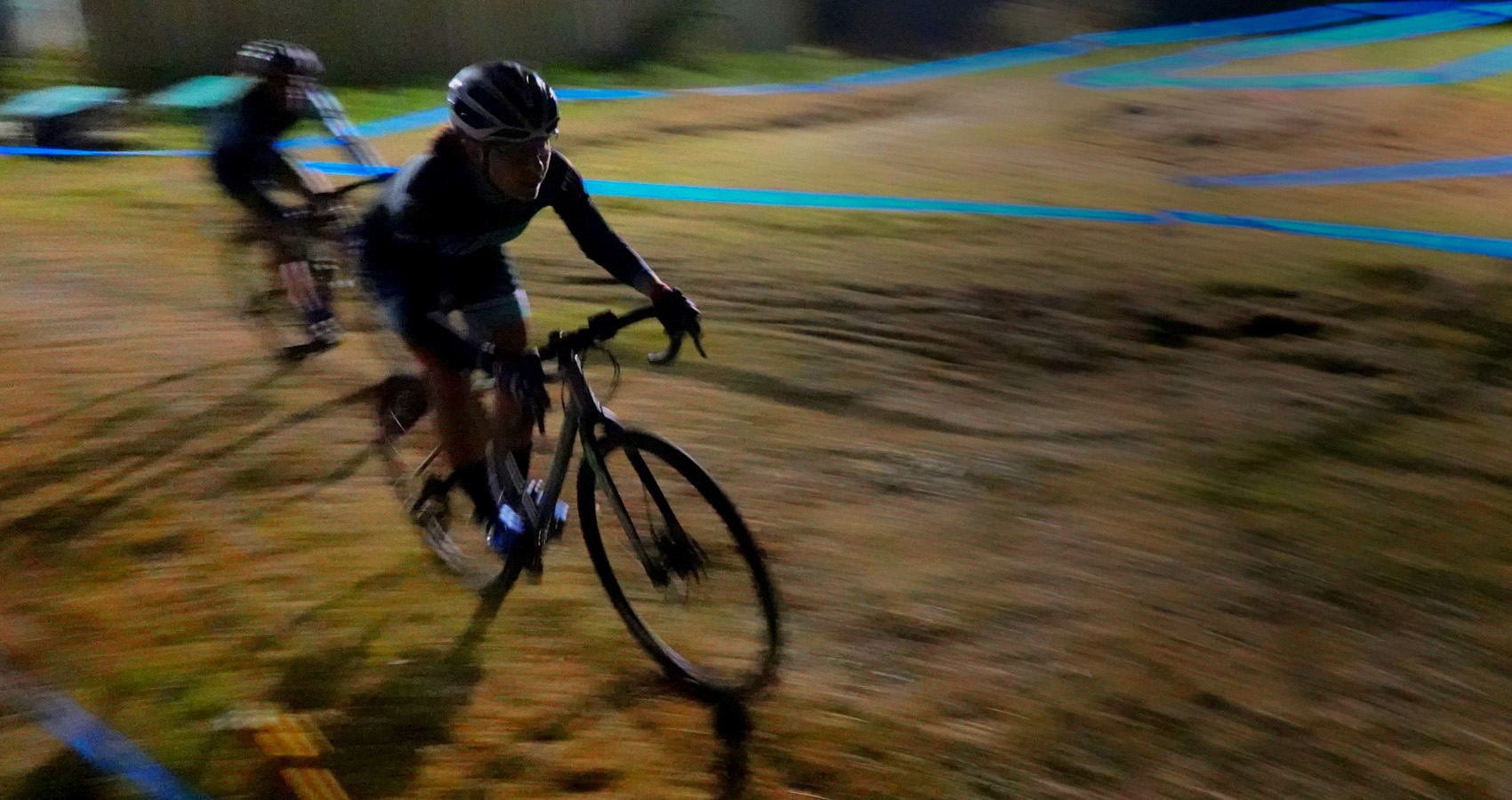 cyclocross racing at night