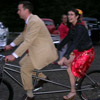 Stef and her husband Jon ride away on their custom titanium tandem